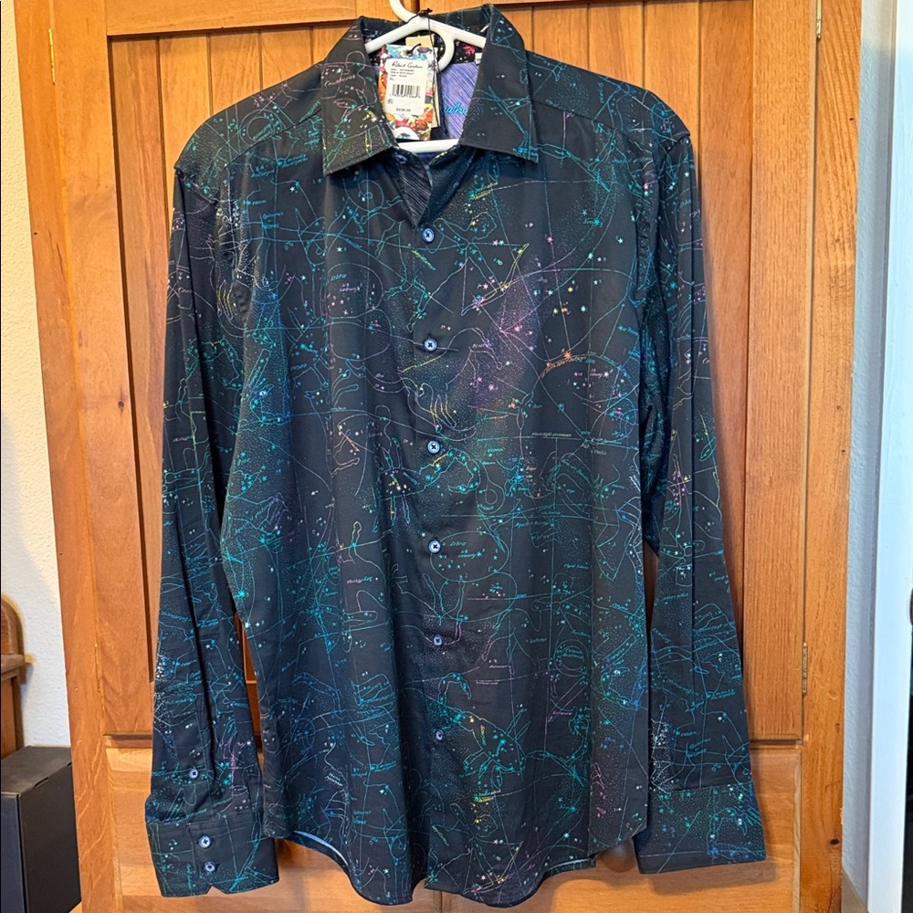Robert Graham Astronomy Black Shirt with Colorful Design